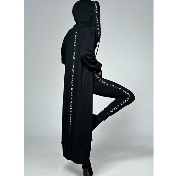 Ilay Lit Womens Hooded Black Maxi Dress / Cardigan US Size XS - Picture 1 of 10
